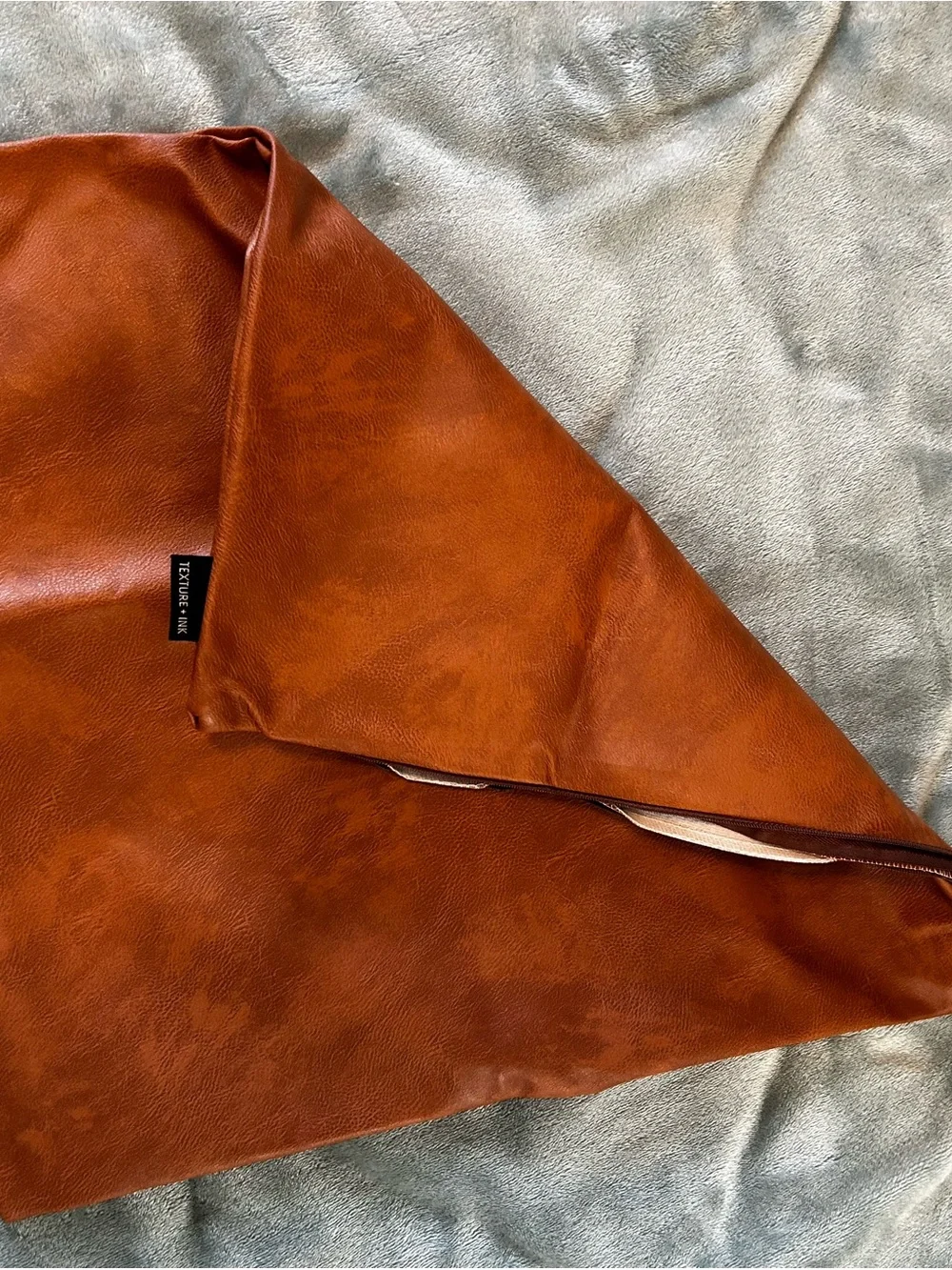 Rust Brown Faux Leather Pillow Case